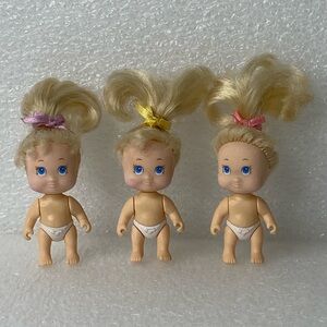 Lot of 3 Tyco 1990 Quints Babies Blonde Hair
Blue Eyes Mini Dolls Vintage Toys